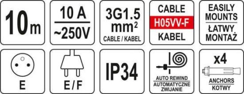 PRZEDŁUŻACZ ELEKTRYCZNY NA ZWIJAKU AUTOMAT 10M PRZEDŁUŻACZ ELEKTRYCZNY NA ZWIJAKU AUTOMAT 10M