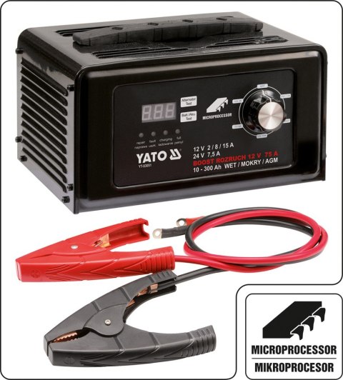 PROSTOWNIK ELEKTRONICZNY Z WSPOMAGANIEM ROZRUCHU 12/24V 15A PROSTOWNIK ELEKTRONICZNY Z WSPOMAGANIEM ROZRUCHU 12/24V 15A