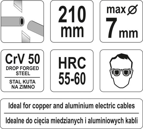 SZCZYPCE DO CIĘCIA PRZEWODÓW 210MM MAX.7MM SZCZYPCE DO CIĘCIA PRZEWODÓW 210MM MAX.7MM