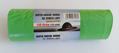 WORKI NA ŚMIECI 120L 70*110 ZIELONE 10 SZTUK WORKI NA ŚMIECI 120L 70*110 ZIELONE 10 SZTUK