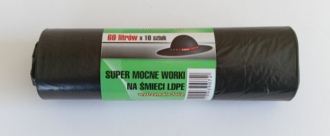 WORKI NA ŚMIECI 60L 60*80LD CZARNE 10 SZTUK WORKI NA ŚMIECI 60L 60*80LD CZARNE 10 SZTUK