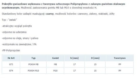 POKRĘTŁO GWIAZDKOWE POK 04 FI 50 M10 PP 874 POKRĘTŁO GWIAZDKOWE POK 04 FI 50 M10 PP 874