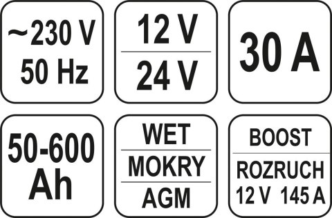 PROSTOWNIK ELEKTRONICZNY Z WSPOMAGANIEM ROZRUCHU 12/24V 30A PROSTOWNIK ELEKTRONICZNY Z WSPOMAGANIEM ROZRUCHU 12/24V 30A