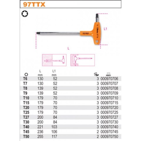 KLUCZ TRZPIENIOWY KĄTOWY PROFIL TORX T45 KLUCZ TRZPIENIOWY KĄTOWY PROFIL TORX T45