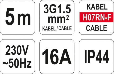 PRZEDŁUŻACZ IP44 5M 3G1.5MM PRZEDŁUŻACZ IP44 5M 3G1.5MM