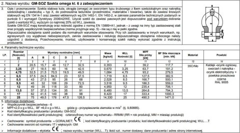 SZEKLA OMEGA Z ZABEZPIECZENIEM KL.6 GM-SOZ 2.0T WLL SZEKLA OMEGA Z ZABEZPIECZENIEM KL.6 GM-SOZ 2.0T WLL