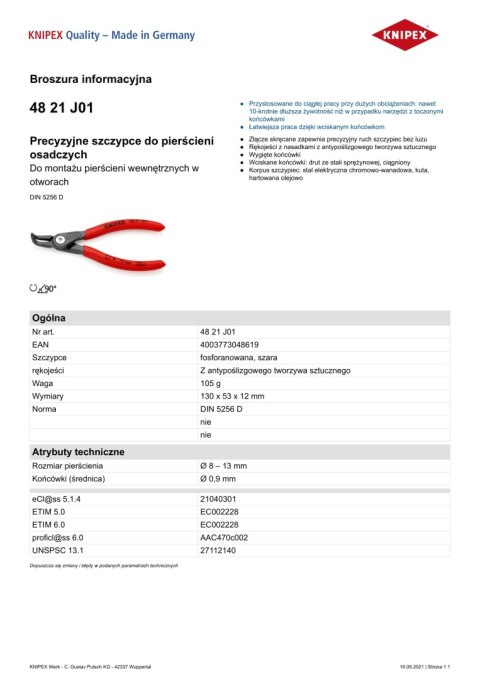 PRECYZYJNE SZCZYPCE DO PIERŚCIENI WEW.WYGIĘTE 130MM 8-13MM PRECYZYJNE SZCZYPCE DO PIERŚCIENI WEW.WYGIĘTE 130MM 8-13MM