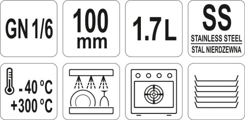POJEMNIK GASTRONOMICZNY GN 1/6 100MM POJEMNIK GASTRONOMICZNY GN 1/6 100MM