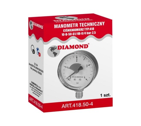MANOMETR TECHNICZNY ŚR. 63MM 0-4 BAR GW 1/4' MANOMETR TECHNICZNY ŚR. 63MM 0-4 BAR GW 1/4'
