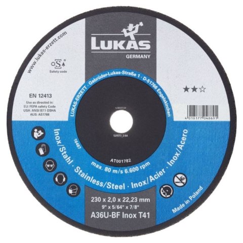 TARCZA PŁASKA T1A 125*2.0*22 A36U-BF INOX BEST LIFE TARCZA PŁASKA T1A 125*2.0*22 A36U-BF INOX BEST LIFE
