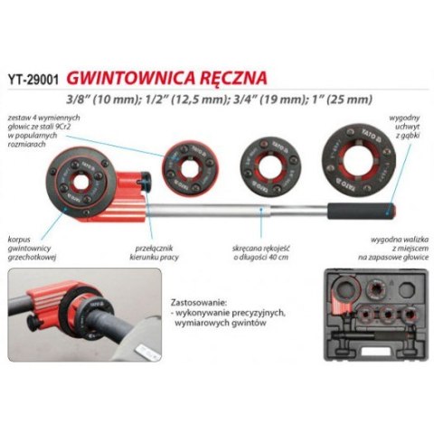 GWINTOWNICA RĘCZNA 4 CZĘŚCIOWA 3/8-1' GWINTOWNICA RĘCZNA 4 CZĘŚCIOWA 3/8-1'