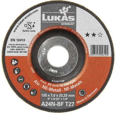 TARCZA WYPUKŁA T27 125*7.0*22 A36N/A24N-BF ALU PROMAX TARCZA WYPUKŁA T27 125*7.0*22 A36N/A24N-BF ALU PROMAX
