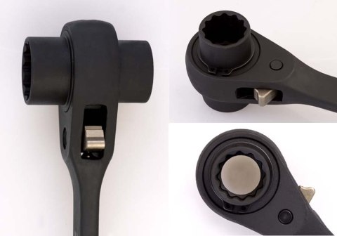 DWUSTRONNY KLUCZ NASADKOWY Z GRZECHOTKĄ 30*32MM, DŁ. 402MM DWUSTRONNY KLUCZ NASADKOWY Z GRZECHOTKĄ 30*32MM, DŁ. 402MM