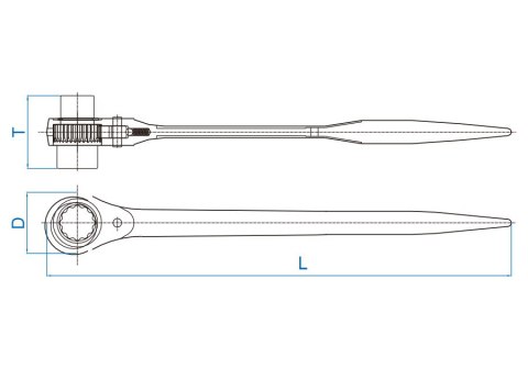 DWUSTRONNY KLUCZ NASADKOWY Z GRZECHOTKĄ 30*32MM, DŁ. 402MM DWUSTRONNY KLUCZ NASADKOWY Z GRZECHOTKĄ 30*32MM, DŁ. 402MM
