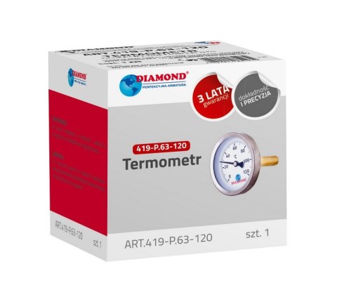 TERMOMETR ŚR 40MM 0-120C, TYŁ-GW 1/2' TERMOMETR ŚR 40MM 0-120C, TYŁ-GW 1/2'