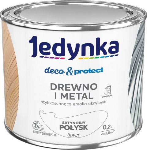 JEDYNKA DECO&PROTECT DREWNO I METAL SATYNA BIAŁY 0,2L JEDYNKA DECO&PROTECT DREWNO I METAL SATYNA BIAŁY 0,2L