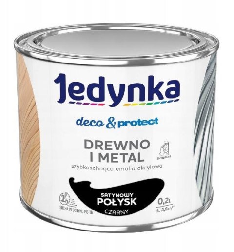 JEDYNKA DECO&PROTECT DREWNO I METAL SATYNA CZARNY 0,2L JEDYNKA DECO&PROTECT DREWNO I METAL SATYNA CZARNY 0,2L