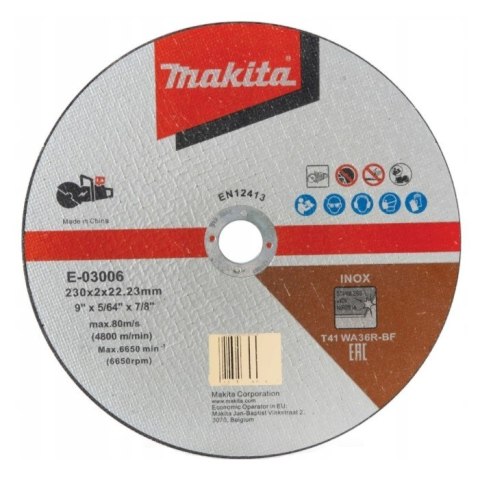 TARCZA TNĄCA INOX 230*2MM PŁASKA TARCZA TNĄCA INOX 230*2MM PŁASKA