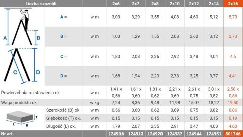 DRABINA ALUMINIOWA 2-ELEMENTOWA STABILO 2*16 SZCZEBLI DRABINA ALUMINIOWA 2-ELEMENTOWA STABILO 2*16 SZCZEBLI