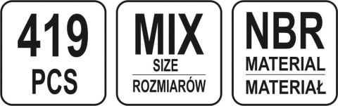 419 SZT ORINGÓW GUMOWYCH MIX 419 SZT ORINGÓW GUMOWYCH MIX
