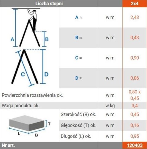DRABINA ALUMINIOWA DWUSTRONNA DOPPLO 2*4 SZCZEBLE DRABINA ALUMINIOWA DWUSTRONNA DOPPLO 2*4 SZCZEBLE