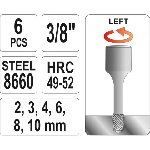 ZESTAW WYKRĘTAKÓW DO SZPILEK 6 CZĘŚCI 3/8'' ZESTAW WYKRĘTAKÓW DO SZPILEK 6 CZĘŚCI 3/8''