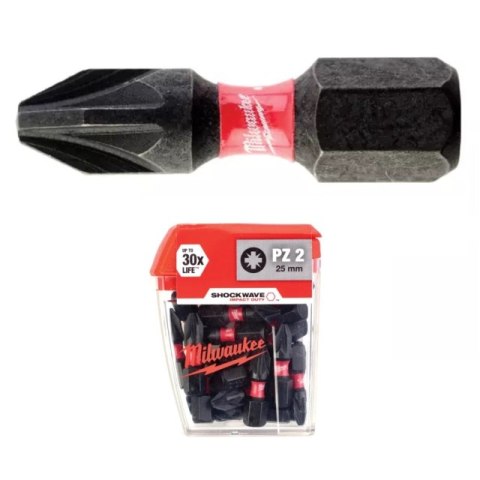 BIT, GROT, KOŃCÓWKA SHOCKWAVE PZ2 25MM 25 SZT. BIT, GROT, KOŃCÓWKA SHOCKWAVE PZ2 25MM 25 SZT.