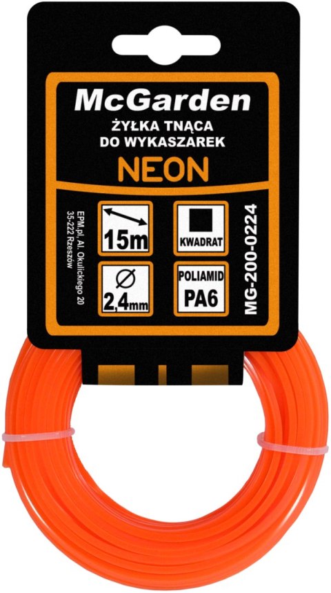 ŻYŁKA DO WYKASZARKI KWADRAT NEON 2,7MM 15M ŻYŁKA DO WYKASZARKI KWADRAT NEON 2,7MM 15M