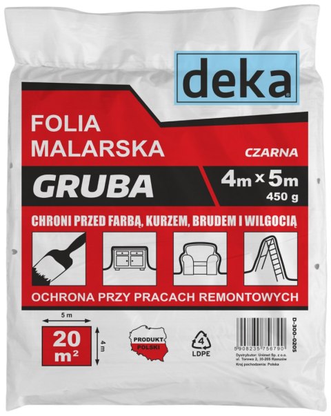 FOLIA MALARSKA GRUBA CZARNA 4*5M 450G FOLIA MALARSKA GRUBA CZARNA 4*5M 450G