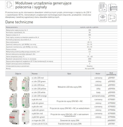 LAMPKA SYGNALIZACYJNA NA SZYNĘ DIN E.I.DIN.220 CZERWONA LAMPKA SYGNALIZACYJNA NA SZYNĘ DIN E.I.DIN.220 CZERWONA