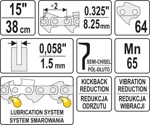 ŁAŃCUCH TNĄCY DO PILARKI 15'' .325 1.5MM 64Z ŁAŃCUCH TNĄCY DO PILARKI 15'' .325 1.5MM 64Z