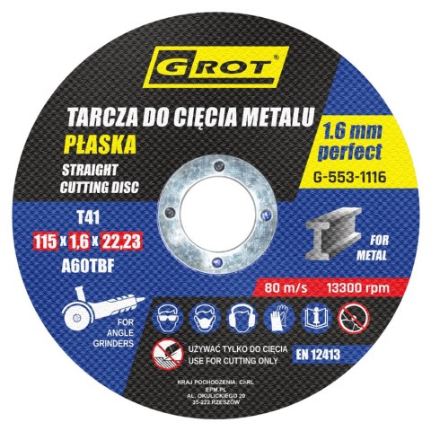 TARCZA PŁASKA T1A 115*1.6*22 KOMPLET 10 SZTUK TARCZA PŁASKA T1A 115*1.6*22 KOMPLET 10 SZTUK