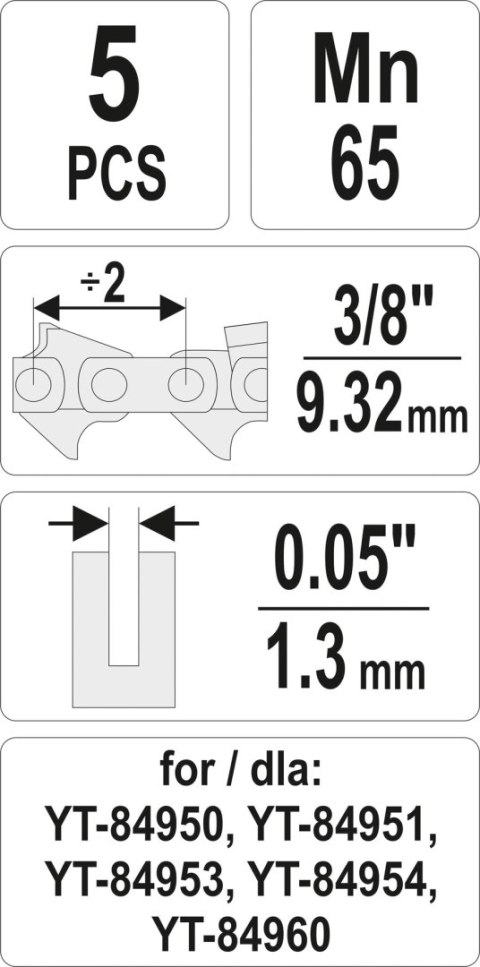 ZESTAW OGNIW DO ŁAŃCUCHA 3/8''/0.05'' ZESTAW OGNIW DO ŁAŃCUCHA 3/8''/0.05''