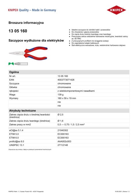 SZCZYPCE WYDŁUŻONE DLA ELEKTRYKÓW 160MM SZCZYPCE WYDŁUŻONE DLA ELEKTRYKÓW 160MM
