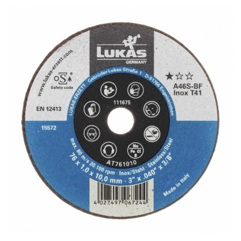 TARCZA PŁASKA T1A 50*1.0*10.0 A46S-BF INOX TARCZA PŁASKA T1A 50*1.0*10.0 A46S-BF INOX