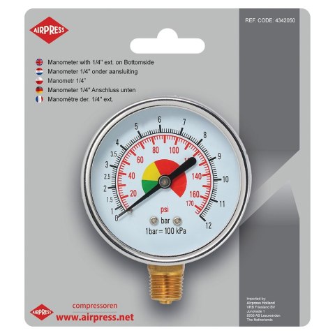 MANOMETR 1/4'' DOLNY GWINT MANOMETR 1/4'' DOLNY GWINT