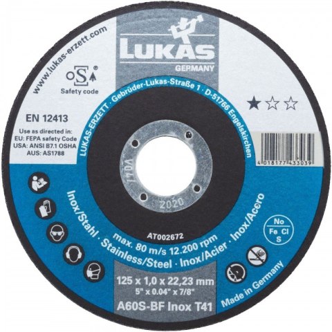 TARCZA PŁASKA T1A 100*1.0*16.00 A60S-BF INOX TARCZA PŁASKA T1A 100*1.0*16.00 A60S-BF INOX
