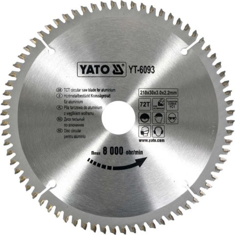 TARCZA WIDIOWA DO ALUMINIUM 210*30MM 72 ZĘBY TARCZA WIDIOWA DO ALUMINIUM 210*30MM 72 ZĘBY