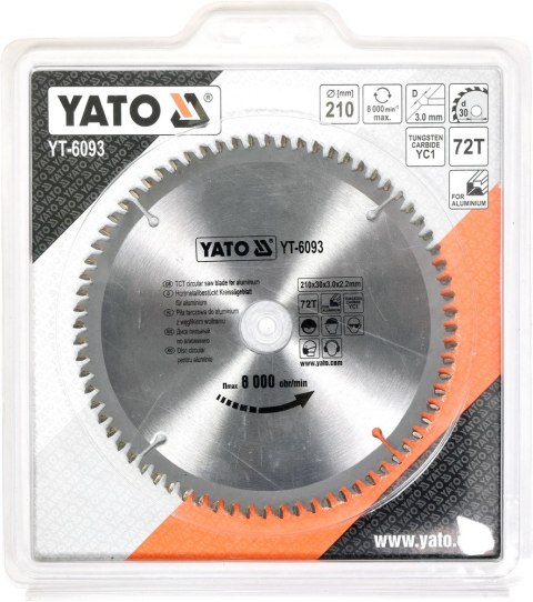 TARCZA WIDIOWA DO ALUMINIUM 210*30MM 72 ZĘBY TARCZA WIDIOWA DO ALUMINIUM 210*30MM 72 ZĘBY