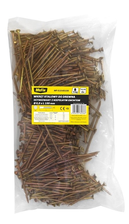 WKRĘT DO DREWNA OCYNK ŻÓŁTY 3.5*45MM GWINT NIEPEŁNY WKRĘT DO DREWNA OCYNK ŻÓŁTY 3.5*45MM GWINT NIEPEŁNY