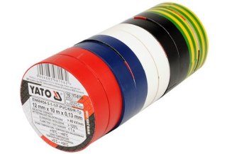 ZESTAW TAŚM ELEKTROIZOLACYJNYCH 12MM*10M MIX 10 SZTUK