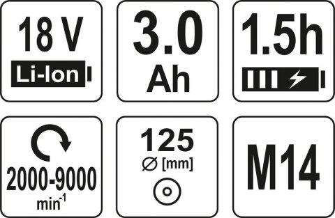 SZLIFIERKA KĄTOWA 125MM 18V BEZSZCZOTKOWA SZLIFIERKA KĄTOWA 125MM 18V BEZSZCZOTKOWA