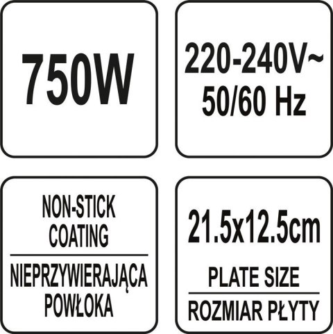 OPIEKACZ 750W, PŁYTA GRILLOWA OPIEKACZ 750W, PŁYTA GRILLOWA