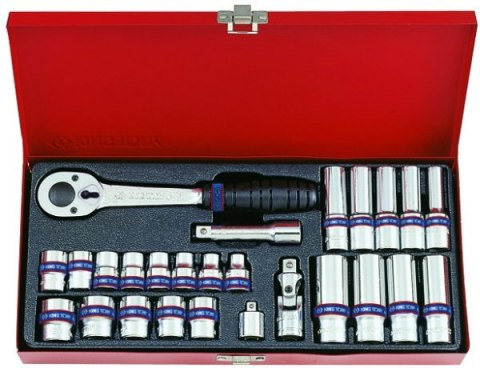 ZESTAW NASADEK 3/8'' 27CZ KR.DŁ 7-19MM 6-KĄT 8-19MM 12-KĄT. ZESTAW NASADEK 3/8'' 27CZ KR.DŁ 7-19MM 6-KĄT 8-19MM 12-KĄT.