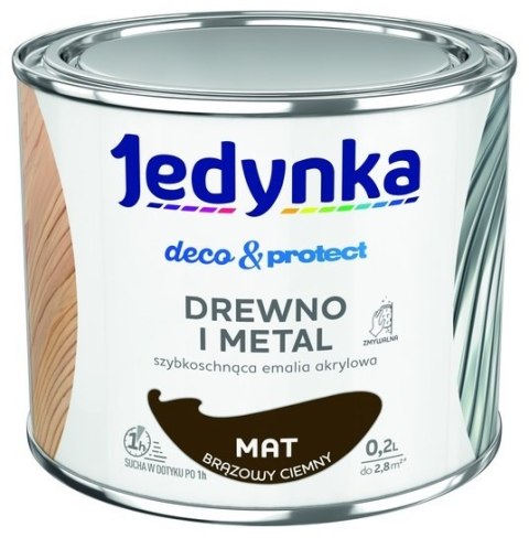 JEDYNKA DECO&PROTECT DREWNO I METAL MAT BRĄZOWY 0,2L JEDYNKA DECO&PROTECT DREWNO I METAL MAT BRĄZOWY 0,2L