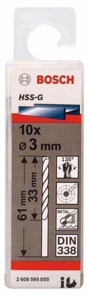 WIERTŁO HSS-G, DIN 338 3,0*61MM 10SZT.