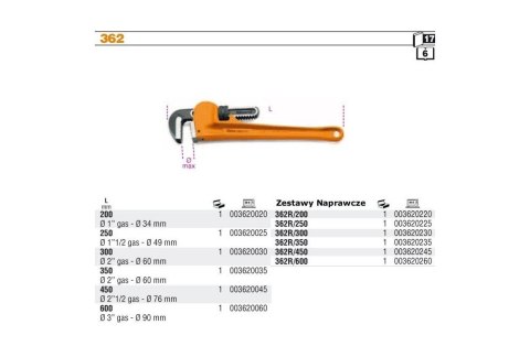 KLUCZ DO RUR WZMOCNIONY 2,1/2'' KLUCZ DO RUR WZMOCNIONY 2,1/2''