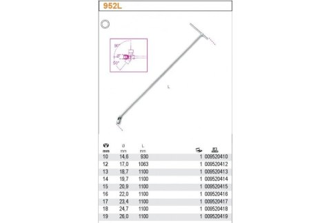 KLUCZ NASADOWY DŁUGI SZEŚCIOKĄTNE TYPU T 12MM BETA 952L KLUCZ NASADOWY DŁUGI SZEŚCIOKĄTNE TYPU T 12MM BETA 952L