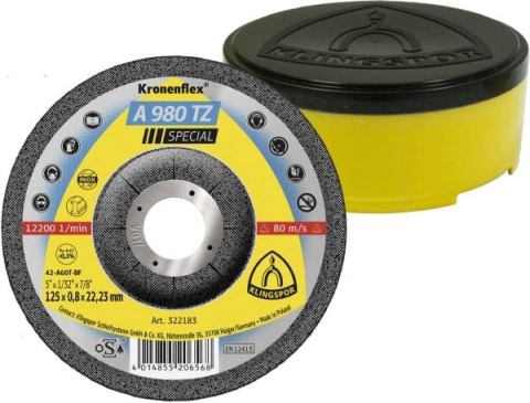 TARCZA WYPUKŁA A980 TZ 125*0.8*22 322183 TARCZA WYPUKŁA A980 TZ 125*0.8*22 322183