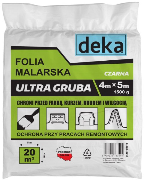 FOLIA MALARSKA ULTRA GRUBA CZARNA 4*5M 1500G FOLIA MALARSKA ULTRA GRUBA CZARNA 4*5M 1500G